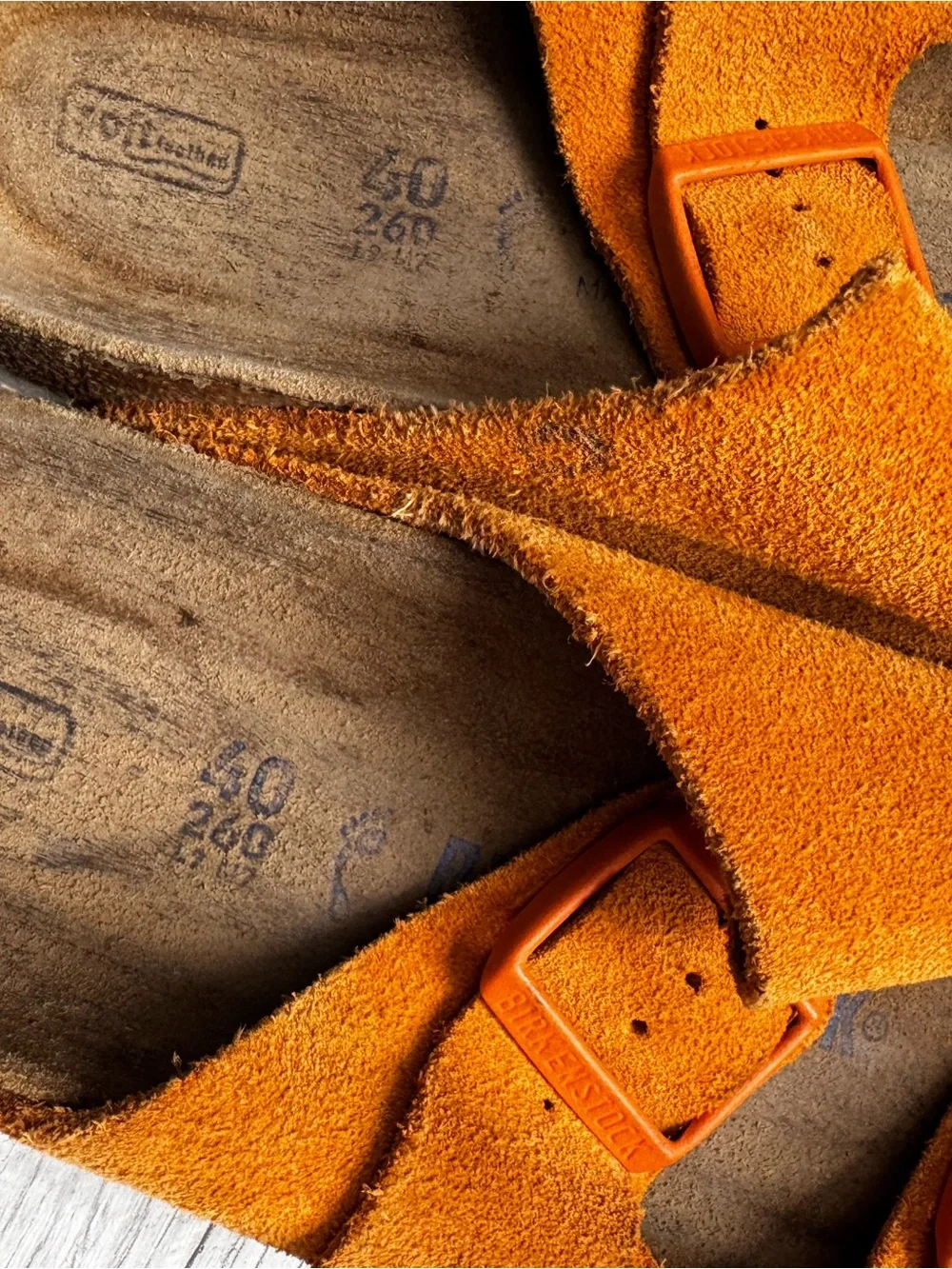 Birkenstock Kids Orange Suede Two-Buckle Sandals